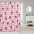thumbnail image 2 of Kids Strawberry Bath Curtain Cute Pink Fruit Shower Curtain Boys Girls Kawaii Cartoon Fruit Bathroom Shower Curtain Set Stripes Teens Bathroom Accessories Room Decor 72"x84", 2 of 6
