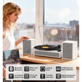 thumbnail image 4 of TANLANIN White Bluetooth Record Player with External Speakers, 3-Speed, 4 of 13