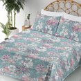 thumbnail image 3 of Ambesonne Flowers Boho Fitted & Flat Sheet with Shams 4 Pcs Set, Colorful Dahlia Art, Queen, Hot Pink Seafoam and White, 3 of 5