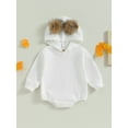 thumbnail image 2 of Bagilaanoe Newborn Baby Girl Hooded Romper Sweatshirt Long Sleeve Bodysuits Pullover 3M 6M 12M 18M Infant Casual Tee Tops, 2 of 8