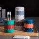 thumbnail image 1 of 4 Pcs Toothbrush Cups, Reusable Plastic Organizer Brush Holder for Adults Kids - Cartoon Monster, Green Blue, Light Pink, Off White, 10*8*8cm, 1 of 5