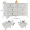 thumbnail image 2 of Commode Cannelée de 54 Pouces de Large à 7 Tiroirs avec Poignées Dorées, Armoire de Rangement Moderne en MDF pour Chambre, Salon, Entrée, Meuble Multimédia Polyvalent, Meuble Télé, Organisateur, 2 of 7