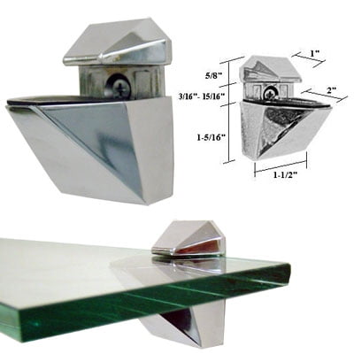Allied Polished Shelf - Polished Chrome Adjustable Glass or Wood Shelf Brackets - Pair