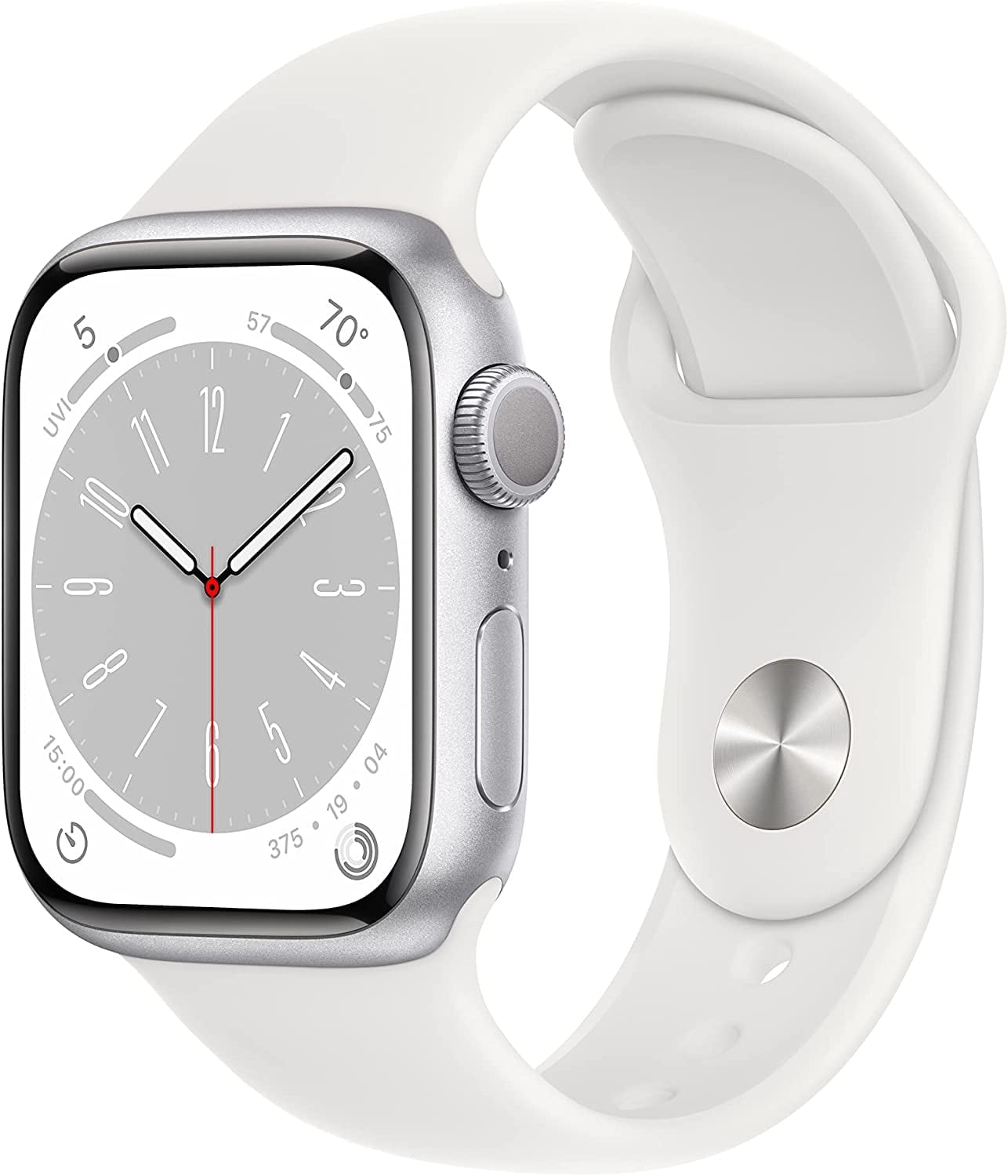 Restored Apple Watch Series 8 GPS 41mm Silver Aluminum Case with White Sport Band - S/M (Refurbished)