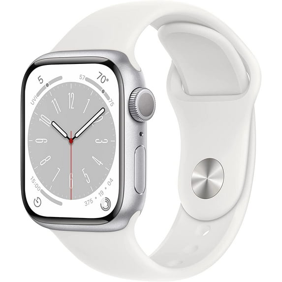 Restored Apple Watch Series 8 GPS 41mm Silver Aluminum Case with White Sport Band - S/M (Refurbished)