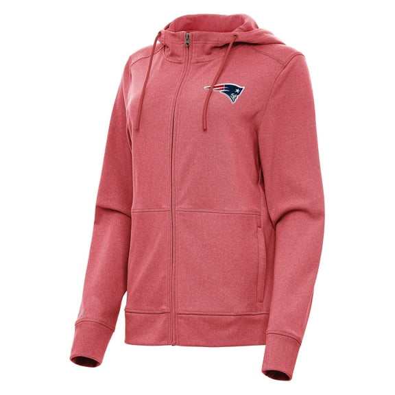 Women's Antigua Heather Red New England Patriots Seeker Full-Zip Hoodie Jacket