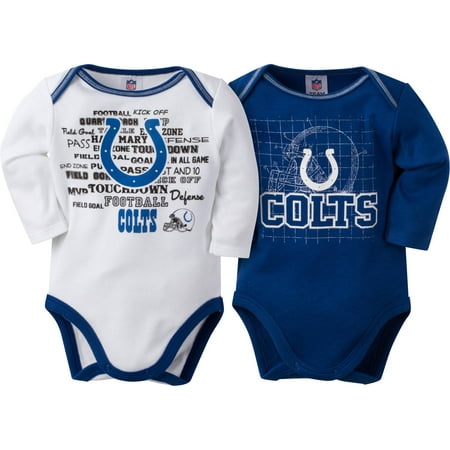 Nfl Indianapolis Colts Baby Boys Long Sleeve Bodysuit Set 2 Pack