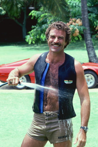 Tom Selleck 24x36 Poster cools off with hose pipe Magnum with Ferrari ...