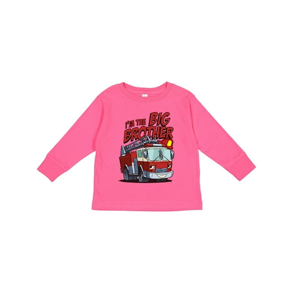 Inktastic Big Brother Fire Truck Boys Long Sleeve Toddler T-Shirt