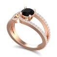 thumbnail image 2 of Diamond-Capitals 2.50 Carat Round Shape Genuine Diamond & Black Onyx Gemstone Trendy Bridal Ring for Ladies 14K Rose Gold Size 8, 2 of 8