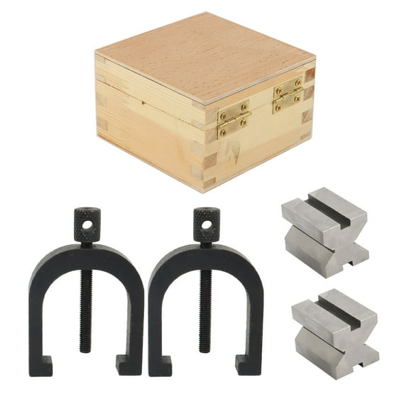 PET-U V-Block Hardened Steel 90 Degree Angle 1-5/8 x 1-1/4 x 1-1/4 Inch Multi-Purpose Gauge Machinist Tool with Wooden Box