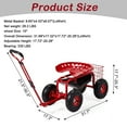 thumbnail image 3 of UBesGoo 35-Inch Rolling Garden Cart, 360° Swivel Seat with Tool Tray & Storage Basket, Red, 3 of 11