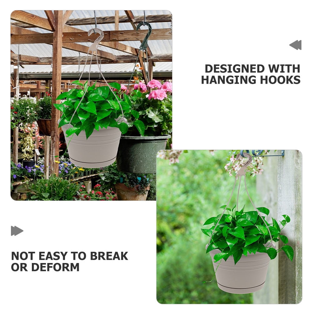 CTIRCHIU 4-Pack White Plastic Hanging Plant Buckets for Indoor and Outdoor Flower Pot Holders, Garden Decor