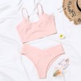 thumbnail image 3 of Abcnature Women's Bikini Swimsuits Sets, Thong Bikini Sets Bikini Two Piece Filled Soild Beachwear Swimwear Bikini Sets for Women Pink XL, 3 of 4