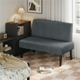 thumbnail image 5 of Yaheetech Corduroy Armless Loveseat with Strong Rubberwood Legs & USB Ports, Dark Gray, 5 of 7