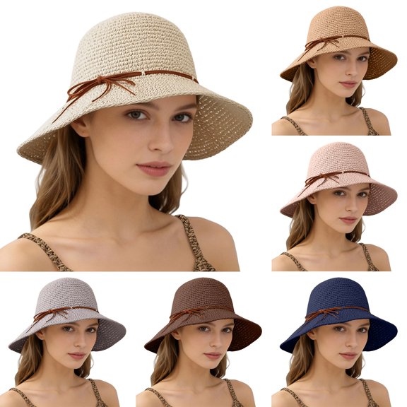 ManxiVoo Versatile Wide Brim Bow Decor Sun Cap for Women Summer Outdoor Travel and Daily Wear