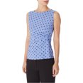 thumbnail image 1 of Anne Klein Womens Polka Dot Pleated Tank Top, Blue, Large, 1 of 1