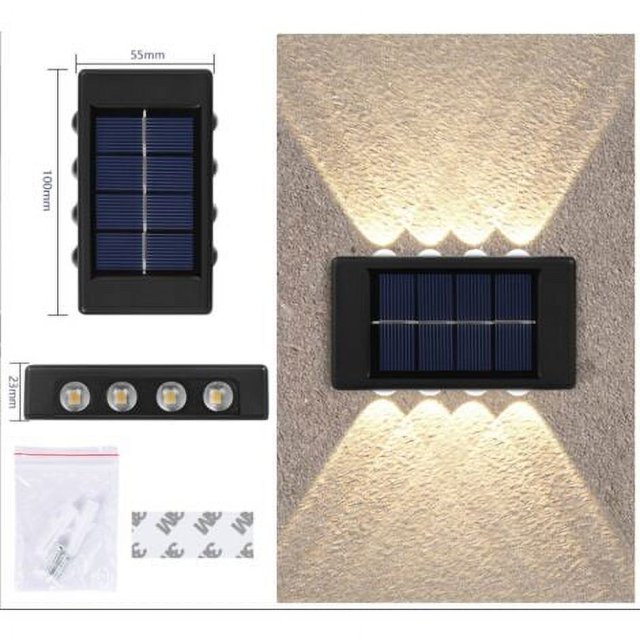 Lámpara de pared para exteriores Ip65, luces solares impermeables para exteriores, para jardín, valla, patio, garaje (luz cálida)