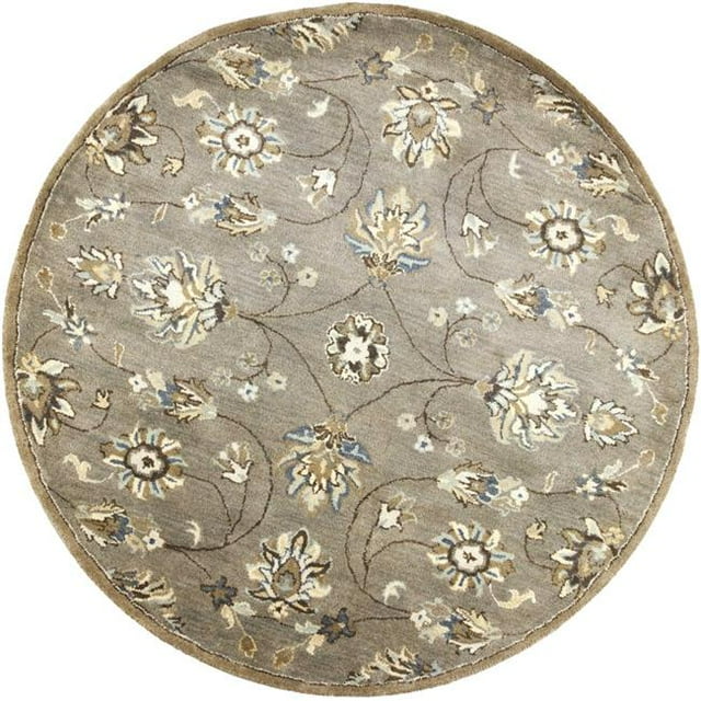 HomeRoots 352895 Tapis Rond en Laine Gris de 5 Pi 6 Po
