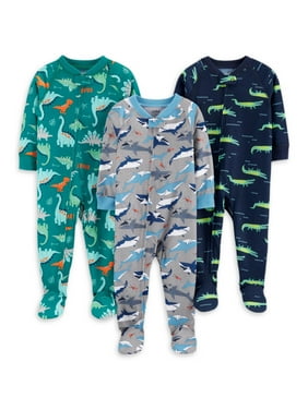 Child of Mine by Carters Baby Toddler Boys 1-Piece Poly Footie Sleeper Pajamas, 3pk