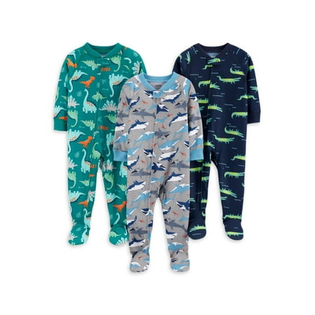 Carter's Child of Mine Baby Toddler Boys 1-Piece Poly Footie Sleeper Pajamas, 3pk