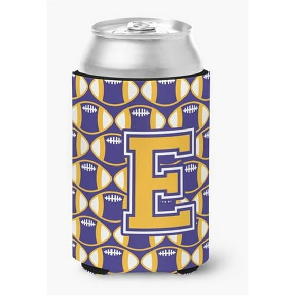 Letter E Football Purple & Gold Can or Bottle Hugger