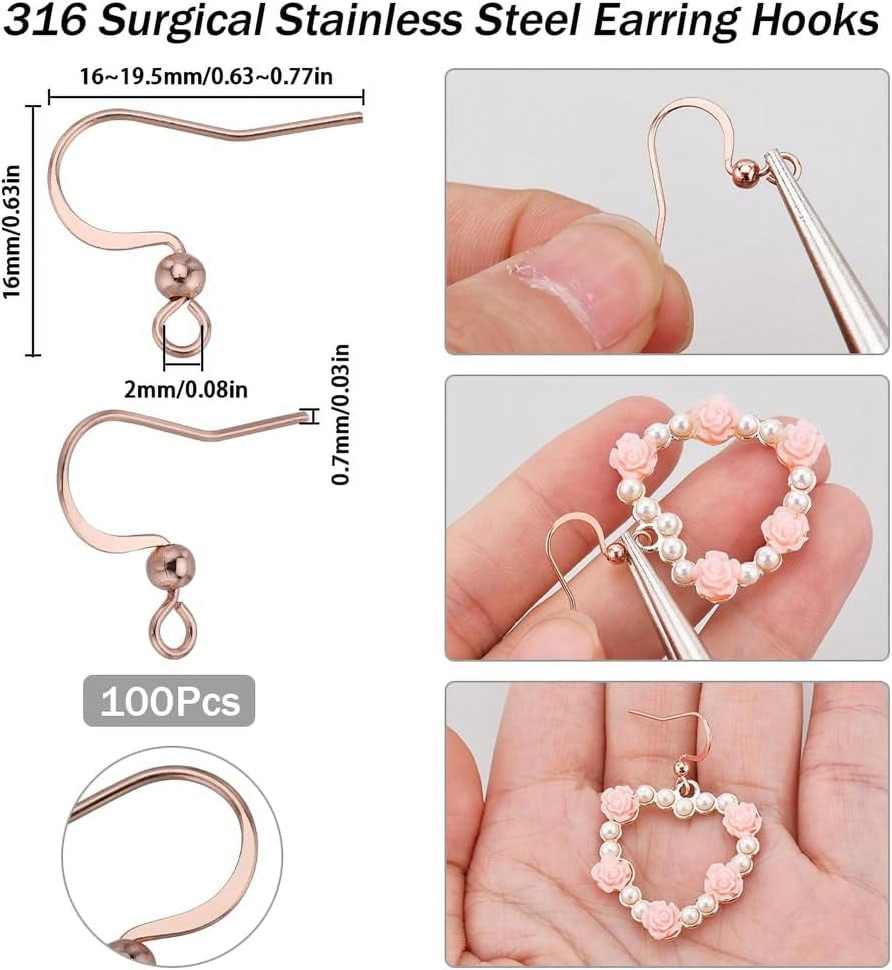 200 Pcs Silver Earring Hooks With Ear Nuts & Jump Rings - Stainless Steel French Hook Wires For DIY Jewelry