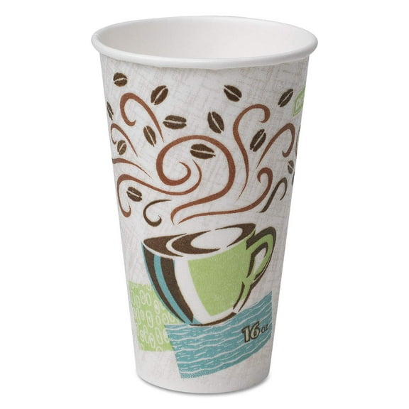 Dixie PerfecTouch 16 oz Paper Coffee Cups By GP PRO, Coffee Haze Design, 1000 Count (50 Disposable Cups Per Sleeve, 20 Sleeves Per Case), 5356CD