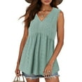 thumbnail image 6 of vigerkar Womens Tank Tops Peplum Tops for Women Dressy Sleeveless V Neck Babydoll Tank Tops (Green, S), 6 of 9