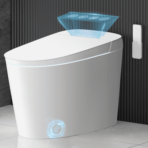 Smart Bidet Toilet Built in Tank,ADA Comfortable Seat Height, Dual-Flush Elongated Toilet Bidet, Foot Sensor Flush/Open Seat
