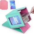 thumbnail image 1 of shiyou-Card Deck Box with MTG Commander Display, Patented Design Card Deck Case Holds 100+ Double-Sleeved Cards, PU Leather Cards Storage Box For TCG with 2 Dividers, 1 Toploader (Turquoise&Pink), 1 of 4