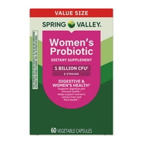 Spring Valley Women's Probiotic Dietary Supplement Vegetarian Capsules for Digestive Health, Cranberry, 60 Count Value Size