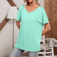 thumbnail image 7 of Xihbxyly Plus Size Blouses for Women, Womens Oversized Cold Shoulder Blouse Short Sleeve V Neck Tops Casual Summer Shirt Tops Soft Loose Tops, 7 of 7