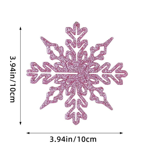 Juego de 12 adornos navideños de copos de nieve | Copos de nieve huecos de plástico de 10 cm para decorar el árbol y el hogar con efecto escarchado