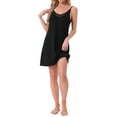 thumbnail image 2 of INSPIRE CHIC Womens Nightgown Sleeveless Cami Slip Sexy Mesh V Neck Chemise Backless Lingerie Nightshirt M Black, 2 of 6