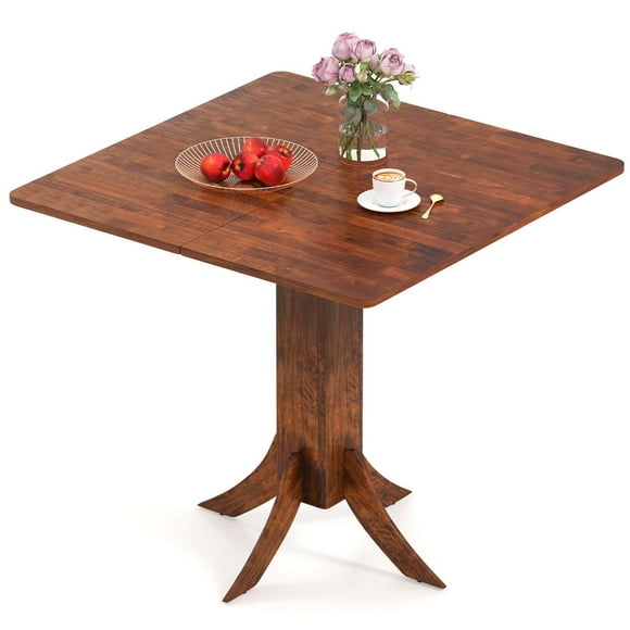 Costway Square Dining Table with Pedestal Base 33" Wooden Kitchen Table for 2-4 People