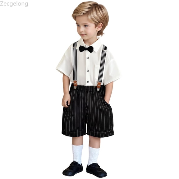 Zecgelong Boy's Summer Casual Suit Set Kindergarten Graduation Dress Performance Outfit Flower Girl Dress For Birthday Suitable For 3 15 Years Old. Boys Summer Outfits Sets Size 4-5 Years