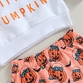 thumbnail image 5 of Okbabeha Toddler Girl Winter Clothes Baby Halloween Outfit Letter Crewneck Sweatshirt Pumpkin Flare Pants Fall Outfits, 5 of 7