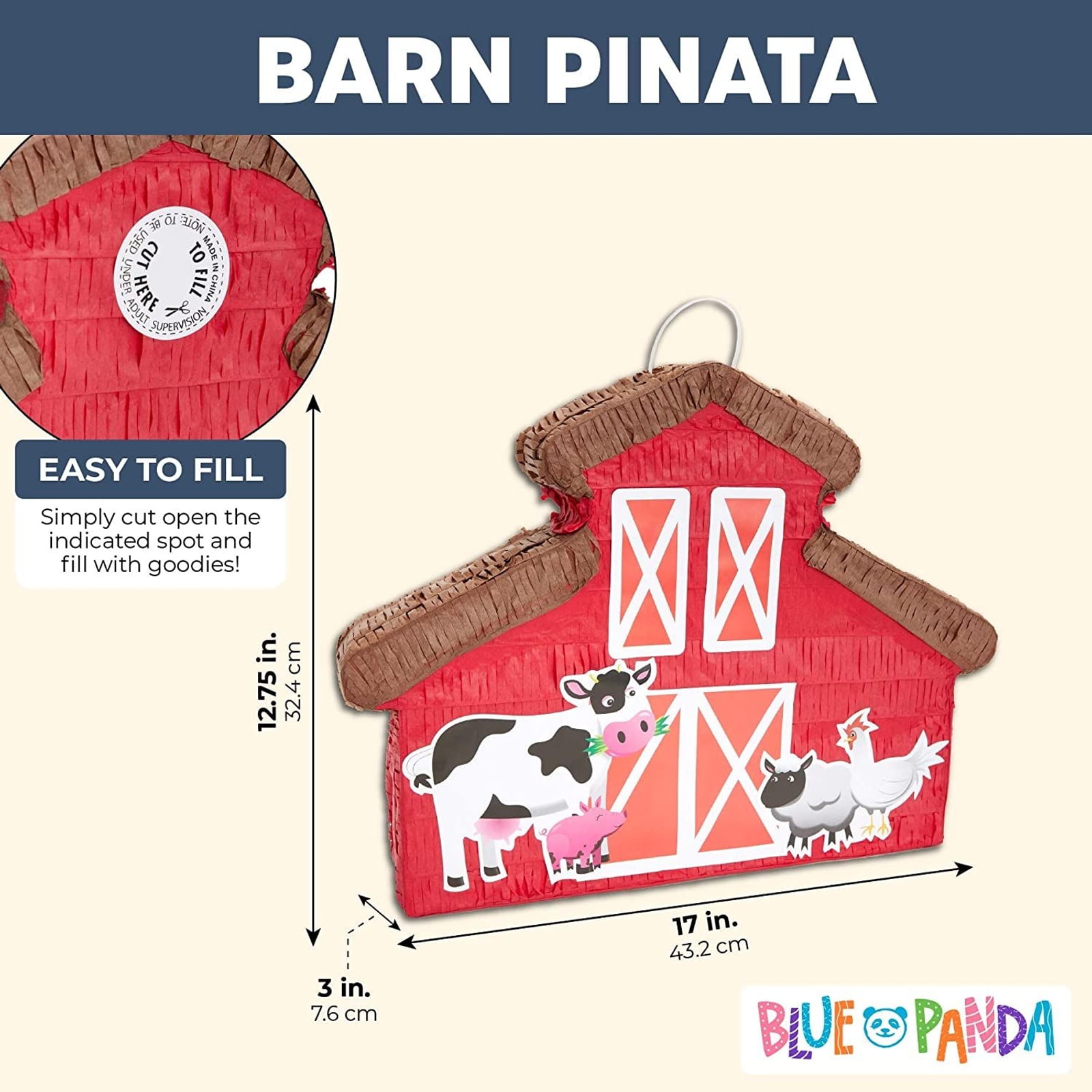 17 x 12.75 in Barnyard Pinata for Farmhouse or Country Party