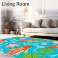 thumbnail image 2 of ODIKA 8'x10' Machine Washable Non-Slip Area Rug, Tranquil Koi Swimming Through Lotus Blossoms Pathway Decoration High Traffic Rug with Pad, Blue, 521042, 2 of 8