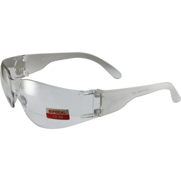 Global Vision Rider Bifocal Safety Motorcycle Riding Sunglasses Clear Frame Clear 2.0x Magnification Clear Lens Z87.1