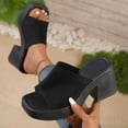 thumbnail image 6 of SACFOF Knit Heeled Sandals for Women, Comfortable Fashion Summer Sexy Open Toe Increase Height Slip On Beach Block Heel Slippers for Outdoor Indoor Party, 6 of 6