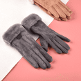 thumbnail image 3 of Guantes de pantalla táctil para mujer, bonitos y cálidos guantes de gamuza de terciopelo para montar en motocicleta para estudiantes, 3 of 5