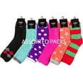 thumbnail image 2 of Sakkas Super Soft Anti-Slip Fuzzy Crew Socks Value Assorted 6-Pack - 16802-asst - 9-11, 2 of 2