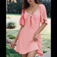thumbnail image 3 of Vestido Mini Elegante con Escote en V Profundo y Lazo en Color Rosa L, 3 of 8