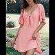 thumbnail image 3 of Vestido Mini Elegante con Escote en V Profundo y Lazo en Color Rosa Talla S, 3 of 8
