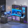thumbnail image 7 of 67" x 65" L Shaped Computer Desk with 3 Drawers and Storage Cabinet, Fluted Corner Office Desk with Hutch and RGB LED Lights, 7 of 7