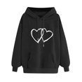 thumbnail image 2 of Baqcunre Sweaters For Women Women's Solid Color Long Sleeved Love Printed Hooded Sweater Women Sweatshirt Fall Outfits Women Trendy Black XXL, 2 of 4