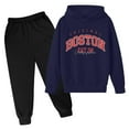 thumbnail image 1 of Kids Letter Printed Hoodie Pullover Set - Long Sleeve - Polyester, Soft Breathable, Autumn/Winter Wear, 3-14 Years Sizes, 1 of 2