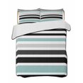 thumbnail image 2 of Turquoise Black Stripe Full Size Down Alternative Comforter, Lightweight Comforter Quilt Bedding Set with Pillow Shams Modern Abstract Coarse Striped All Seasons Bed Comforter Duvet Insert 78"x90", 2 of 7